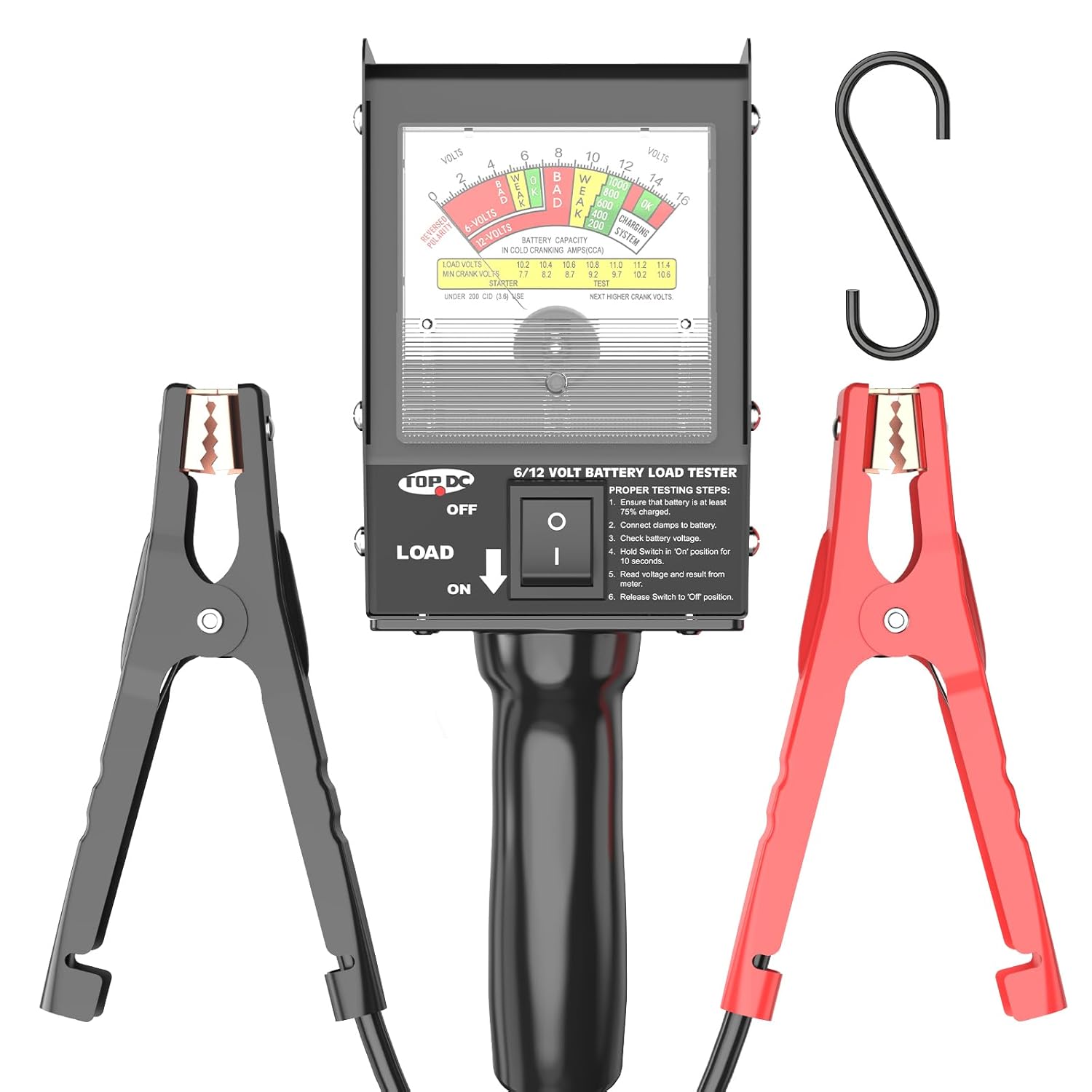 TOPDC Car Battery Tester, 6V/12V, Battery Load Tester 100-1000 CCA 100 AMP