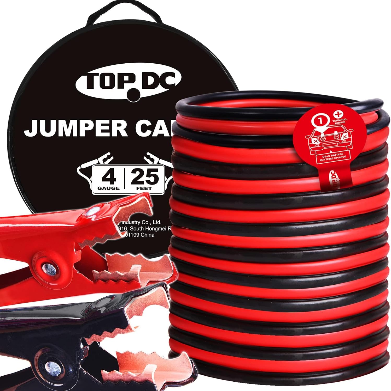 TOPDC 4 Gauge 25ft Heavy-Duty Jumper Cables