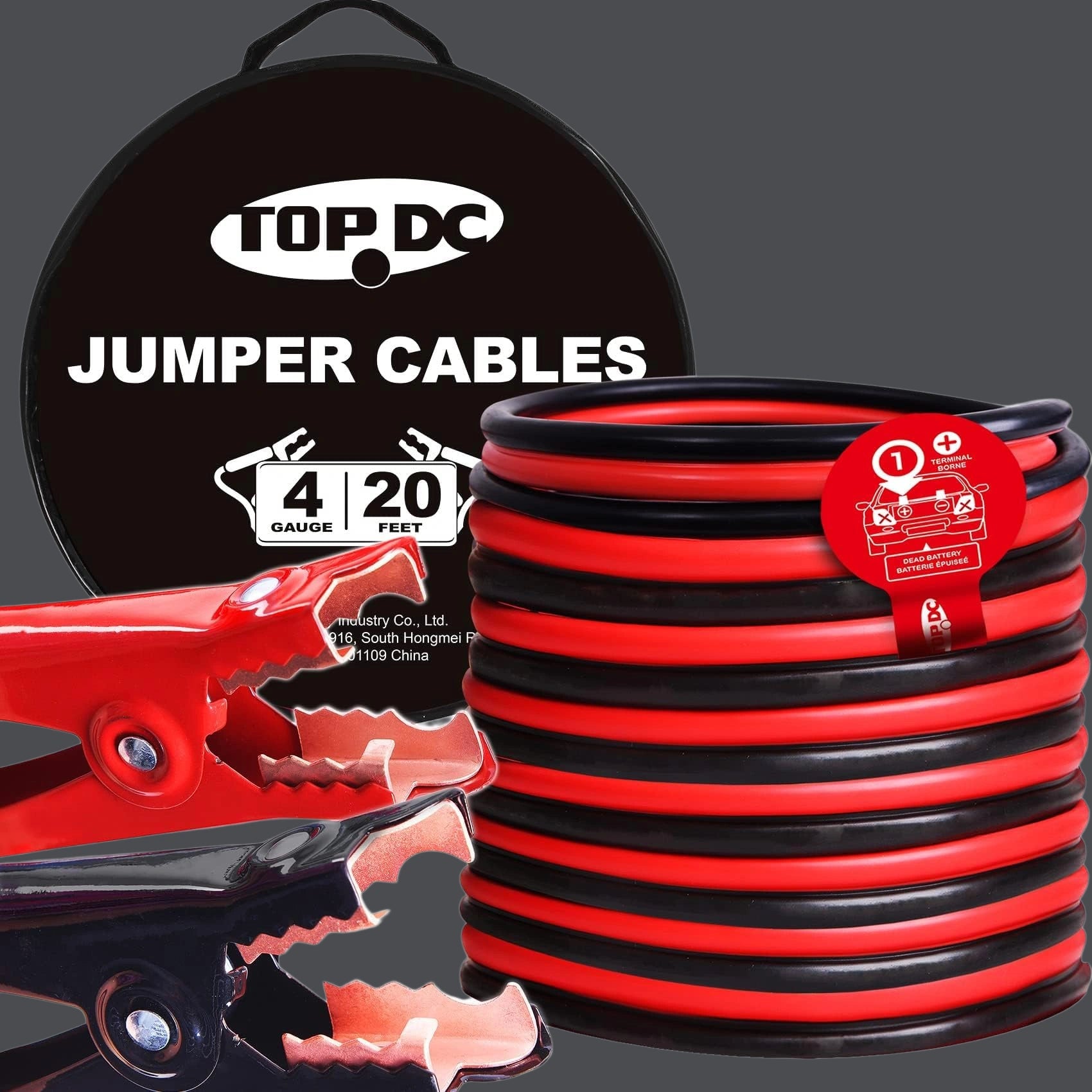 TOPDC 4 Gauge 20 Feet Jumper Cables for Car, SUV and Trucks Battery with Carry Bag
