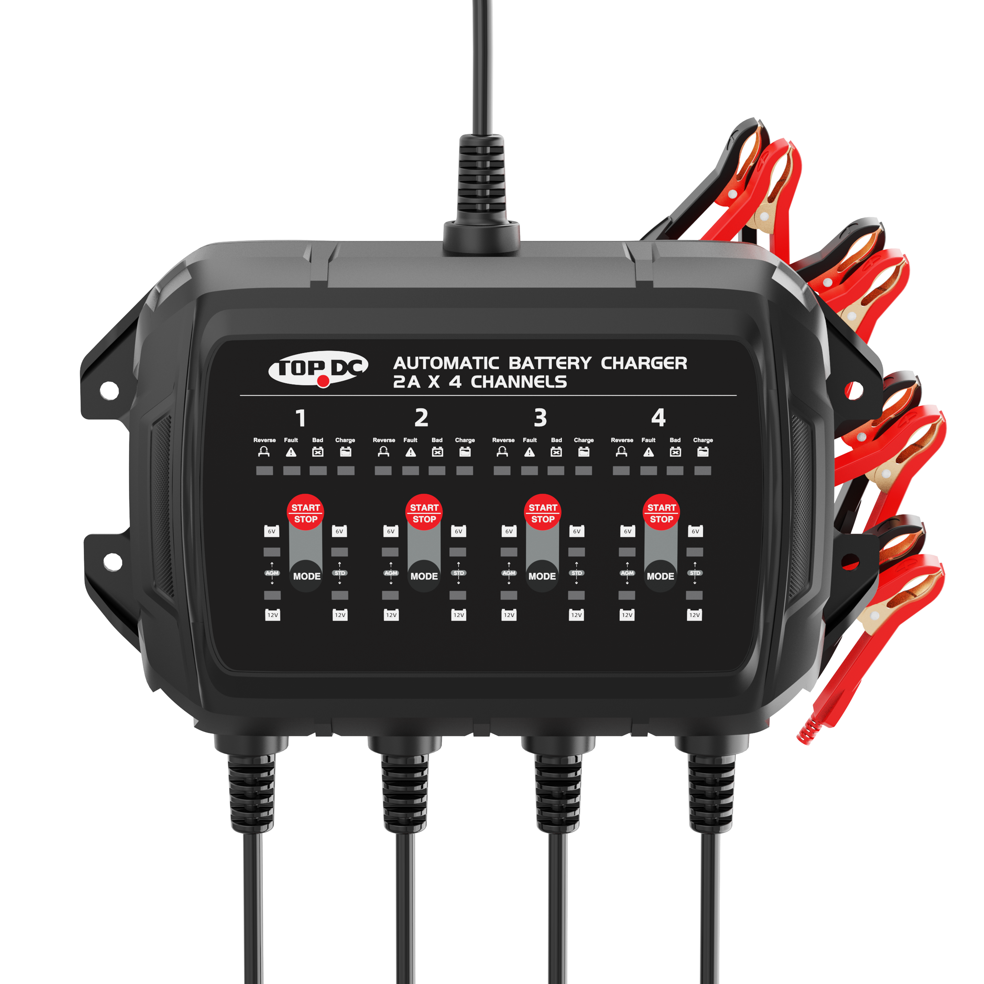 TOPDC 4-Bank 8A Battery Charger for Multi-Vehicle Care
