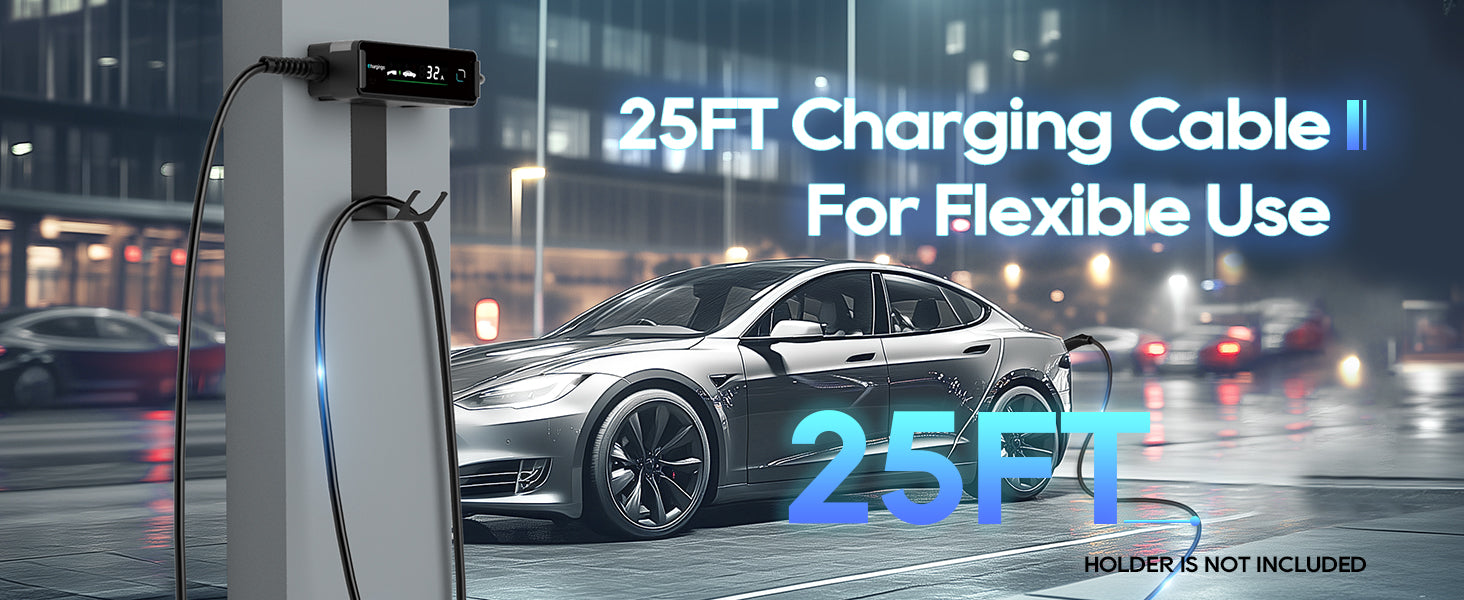 Chargingo 25ft Tesla charging cable for flexible Level 1 and Level 2 electric vehicle charging