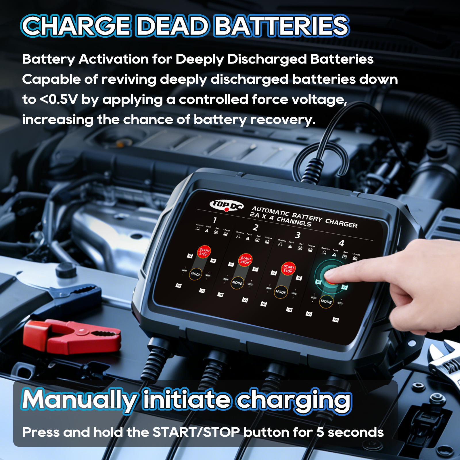 TOPDC battery activation mode for deeply discharged batteries
