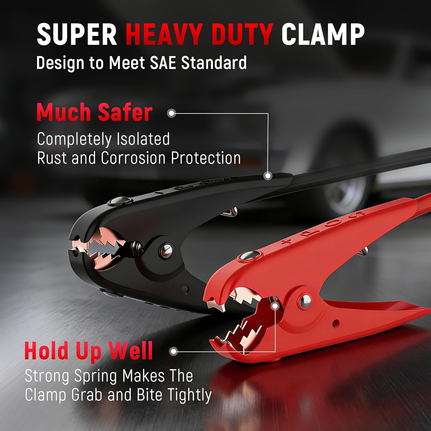 TOPDC 2 Gauge 20 Feet Jumper Cables with Reverse Polarity Protection with Carry Bag