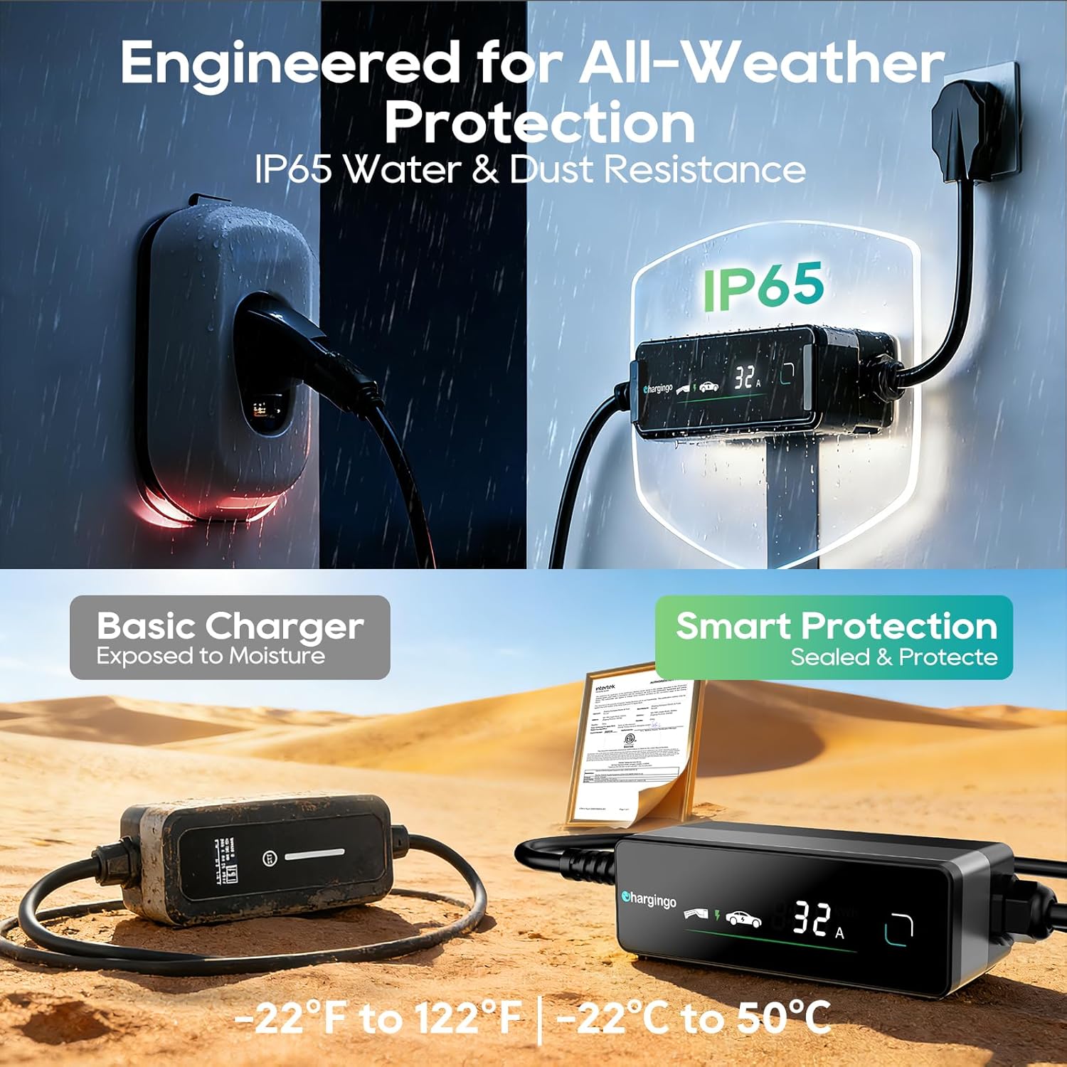 Tesla Portable Level 2 EV Charger 32A NEMA 14-50, 25ft SAE J1772 Adjustable