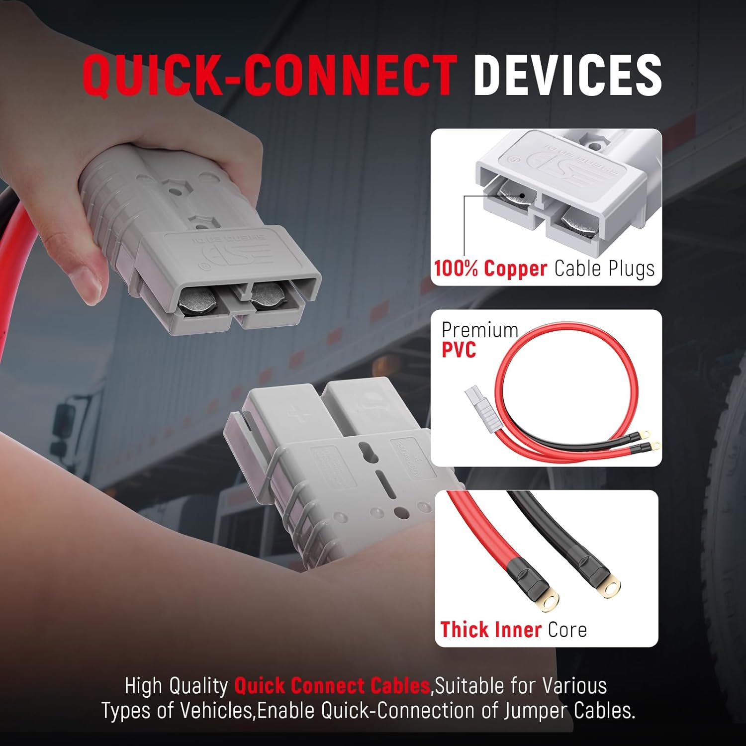 TOPDC 0 Gauge 30 Feet Jumper Cables with Quick Connect Plug for Car SUV and Trucks Battery