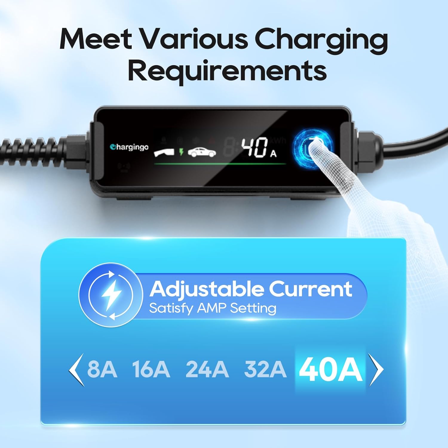 Portable Level 2 Tesla EV Charger 40A NEMA 14-50, 25ft NACS Adjustable