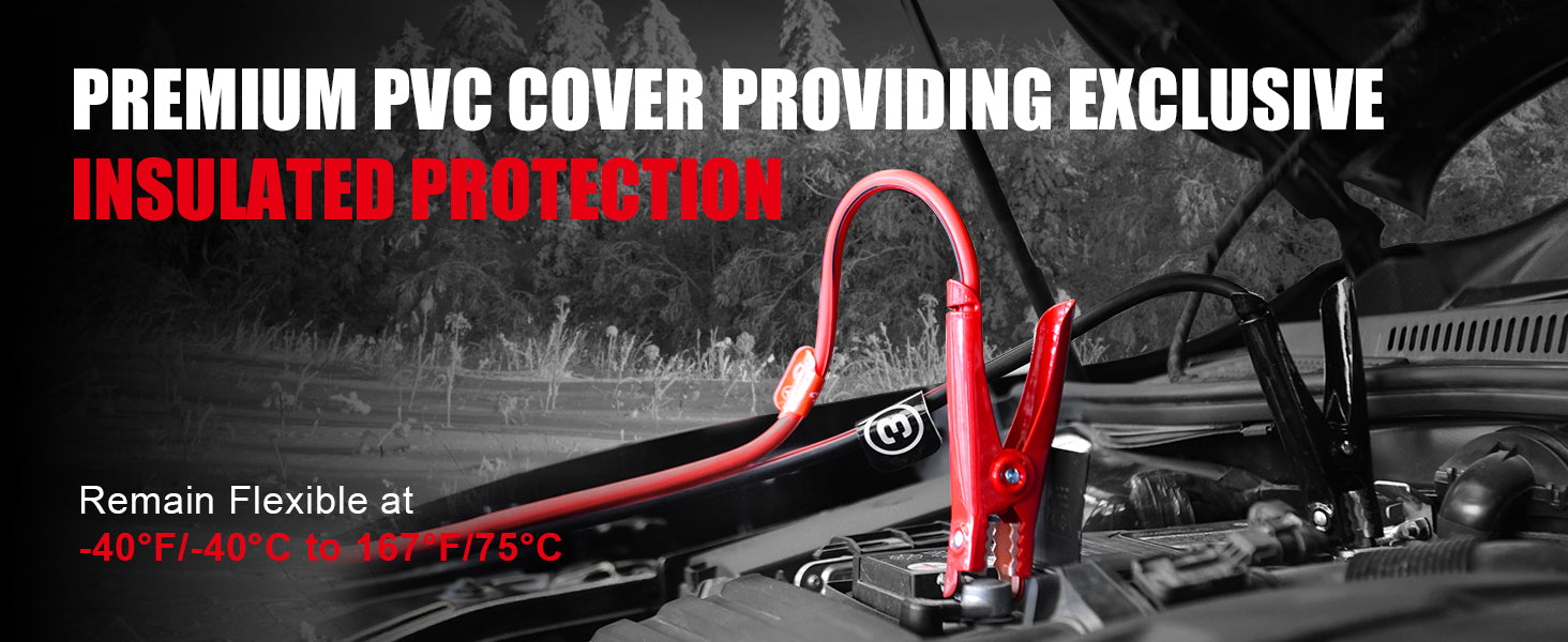 TOPDC heavy duty jumper cables with insulated PVC cover for cold and hot weather use