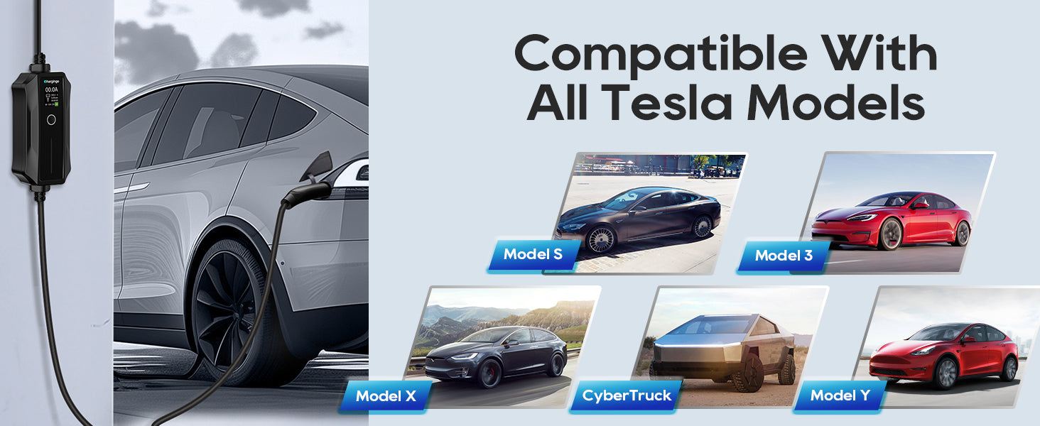 Chargingo 16A portable EV charger compatible with Tesla Model 3 Model Y Model S Model X and Cybertruck