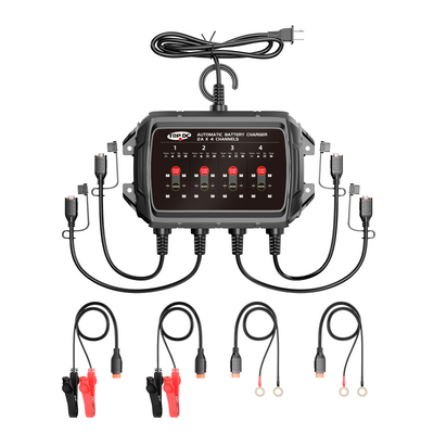 TOPDC 4-bank 8A smart battery charger and maintainer for multiple batteries
