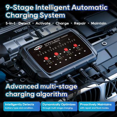 TOPDC 9-stage intelligent automatic battery charging system