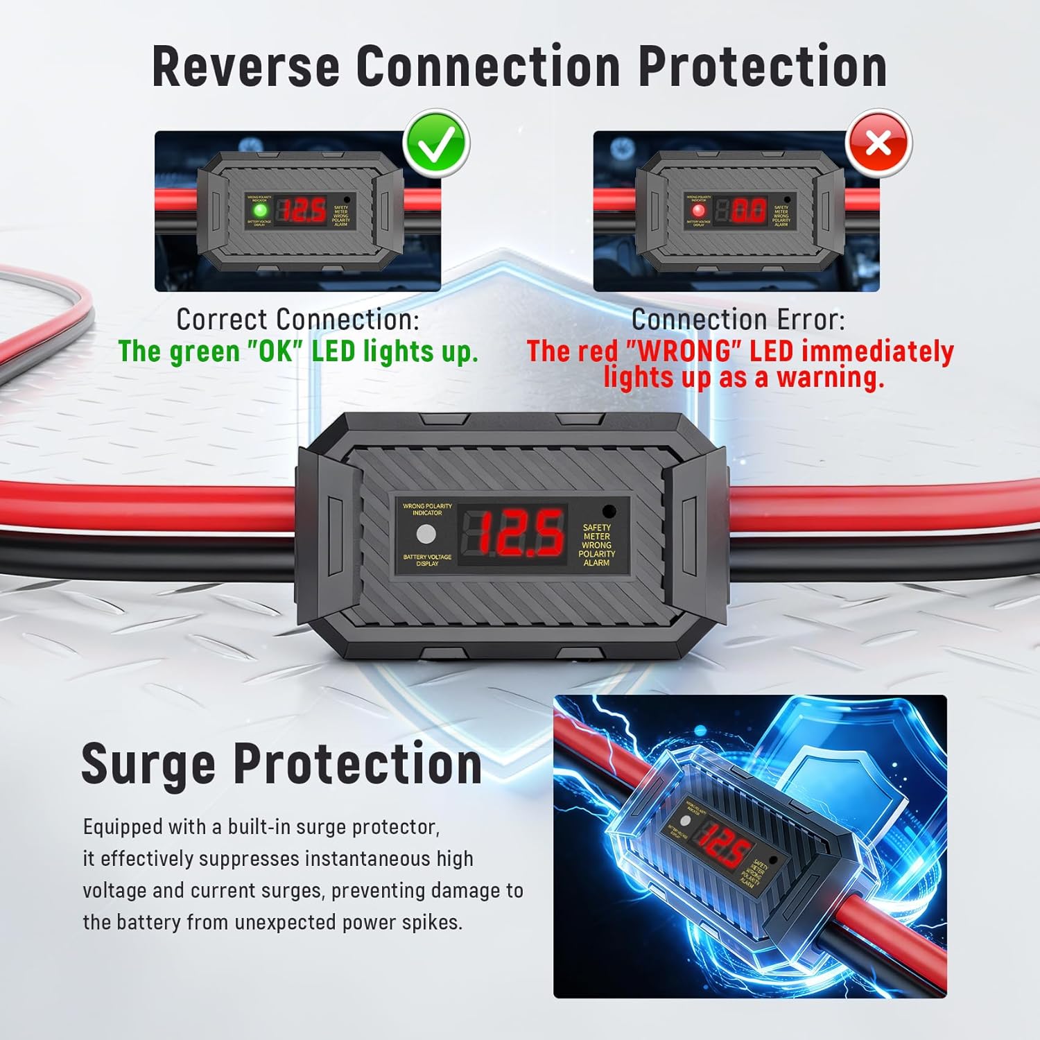 TOPDC 2 Gauge 20 Feet Jumper Cables with Reverse Polarity Protection with Carry Bag