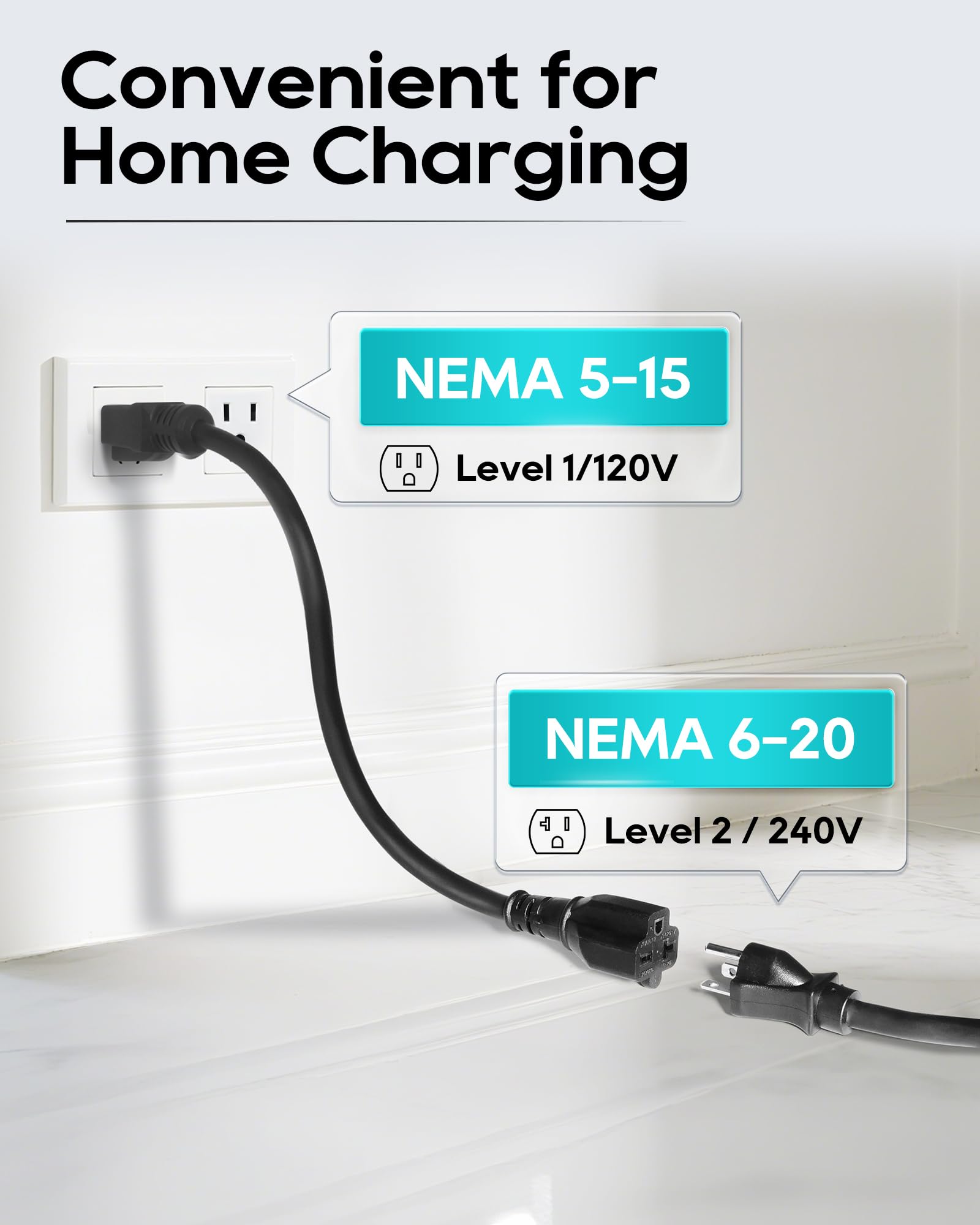 Chargingo 16A Portable EV Charger | 120V/240V Level 1+2, J1772, 25-ft Cable