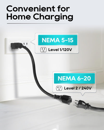 Chargingo 16A Portable EV Charger | 120V/240V Level 1+2, J1772, 25-ft Cable