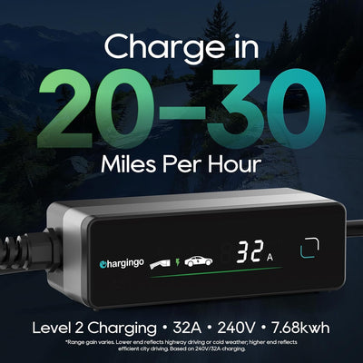 Chargingo 32A Portable Tesla EV Charger | NACS, NEMA 14-50, 25-ft Cable