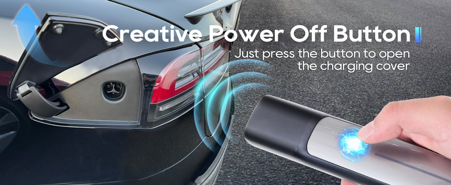 Chargingo Tesla compatible charging connector with power off button for easy charge port cover opening