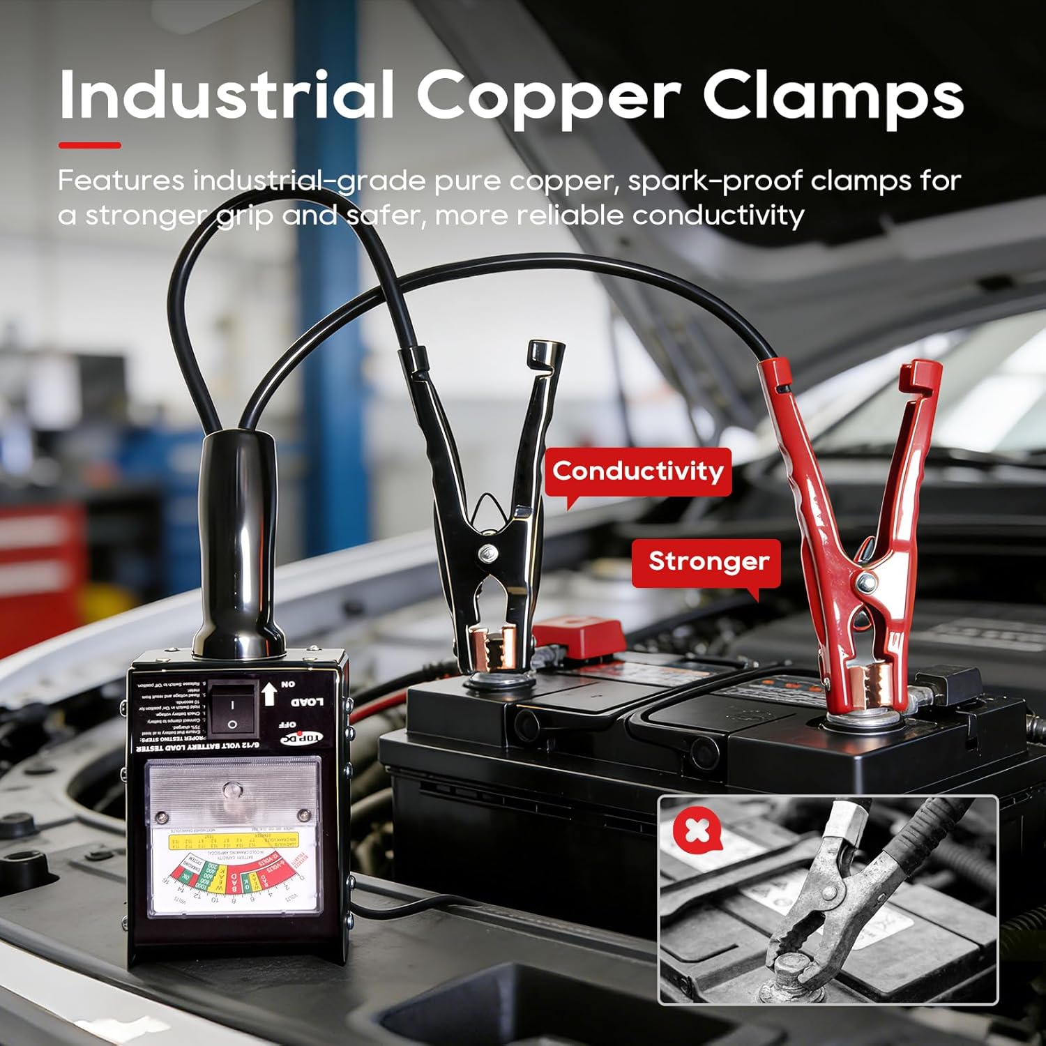 TOPDC Car Battery Tester, 6V/12V, Battery Load Tester 100-1000 CCA 100 AMP