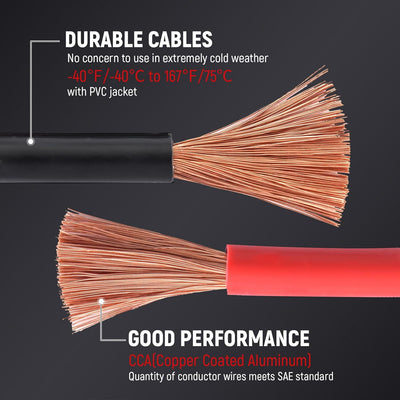 TOPDC 2 Gauge 20ft Heavy-Duty Jumper Cables