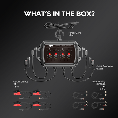 TOPDC 4-Bank 8A Battery Charger for Multi-Vehicle Care