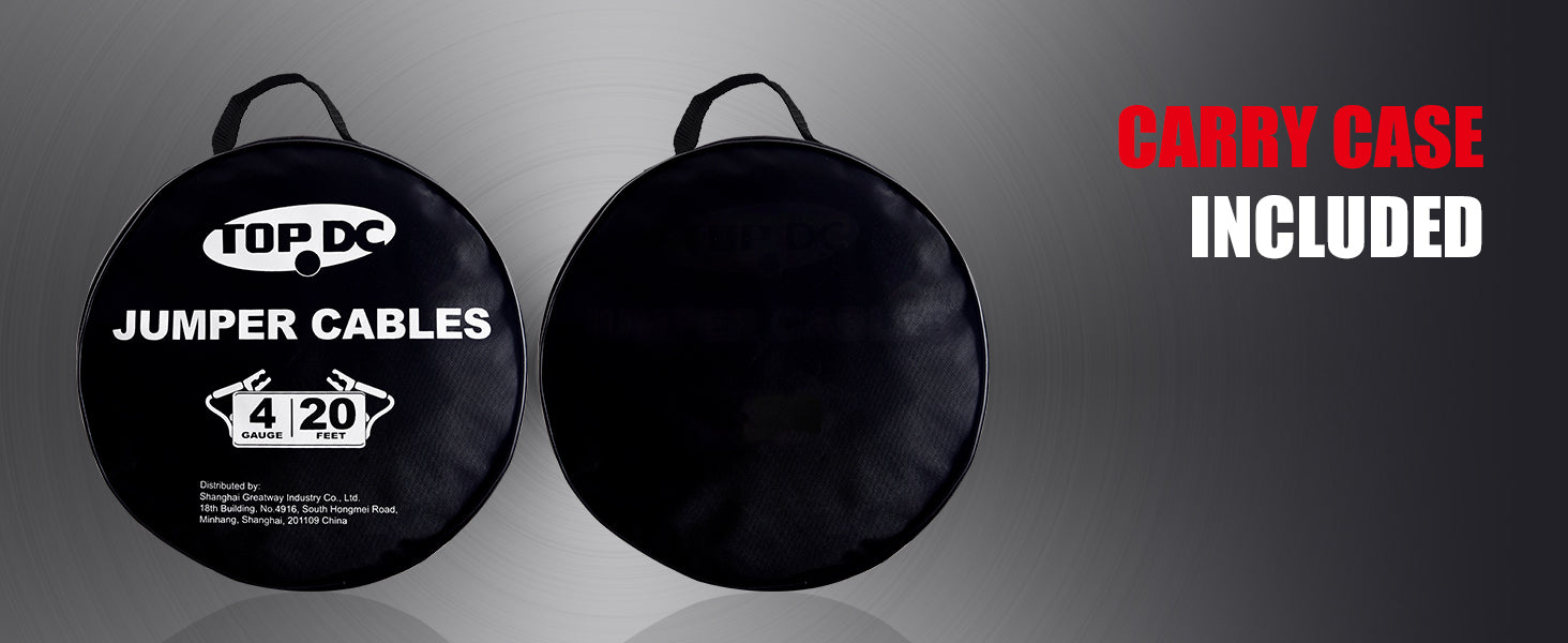 TOPDC round carry bag for storing 4 gauge 20ft heavy duty jumper cables